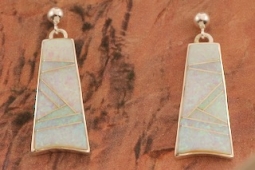 Calvin Begay Fire and Ice Opal Sterling Silver Earrings